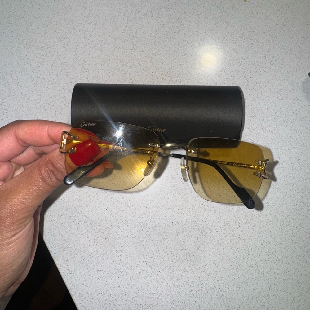Cartier Gold Frame Sunglasses with Yellow Tint
